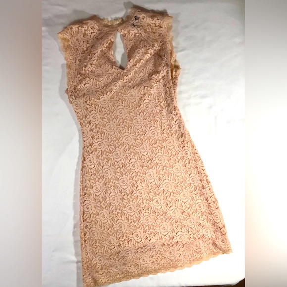 Bebe Vintage Eyelet Mini Dress Med Rose Pink Sheer Knit Made In USA Ally McBeal - Picture 1 of 13